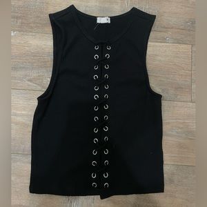 garage black sleeveless shirt